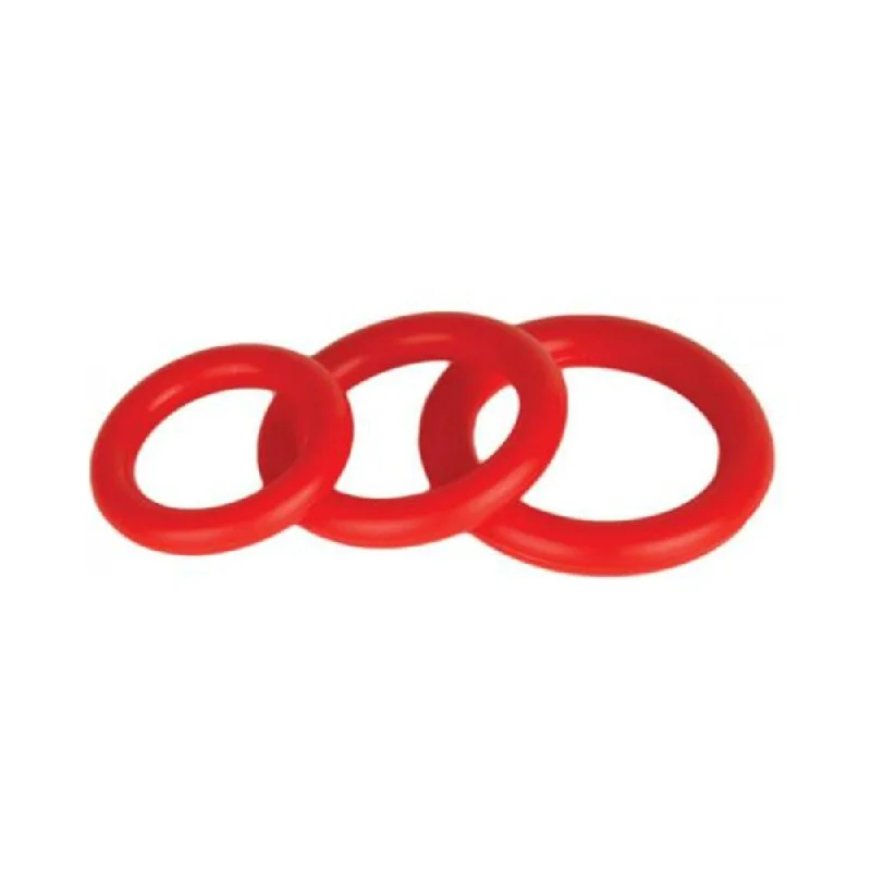 cock ring neutral tone-Power Stretch Silicone Stretchy Rings Red 3 Pack