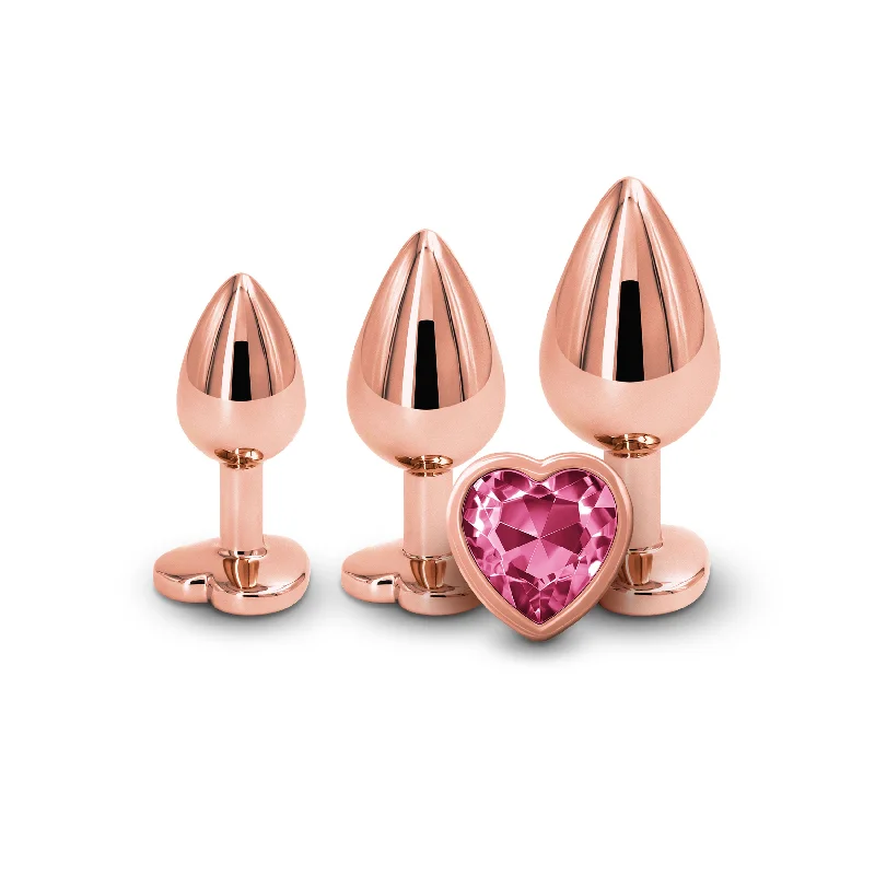 Vibrating anal plugs-Rear Assets - Trainer Kit - Rose Gold - Pink Heart