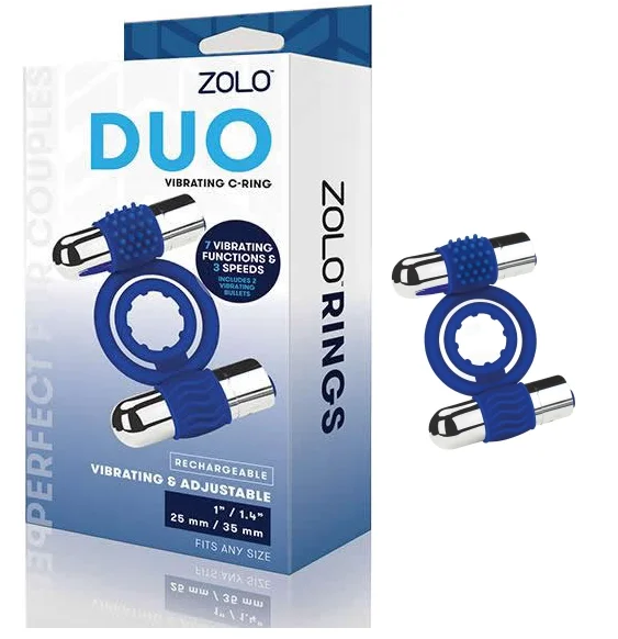 cock ring elastic-ZOLO DUO VIBRATING COCK RING BLUE