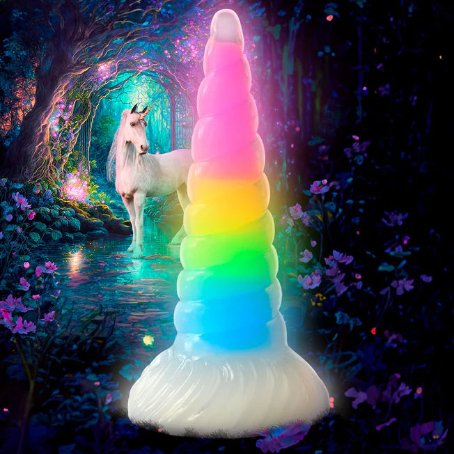 matte-dildo-Uni-Glow Rainbow Glow In The Dark 7.9 Inch Dildo