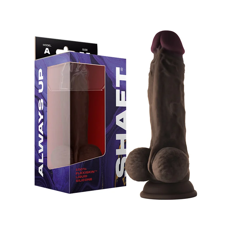 solid-dildo-Shaft Model A 7.5 in. Dual Density Silicone Dildo with Balls & Suction Cup Mahogany