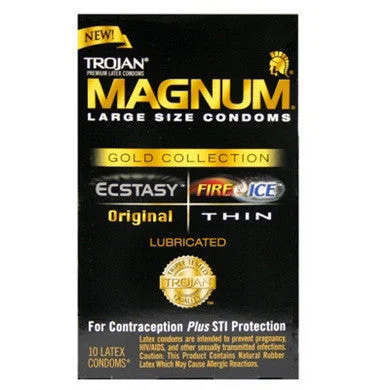 Remote control vibrators-Trojan Condom Magnum Gold Collection - 10 Pack