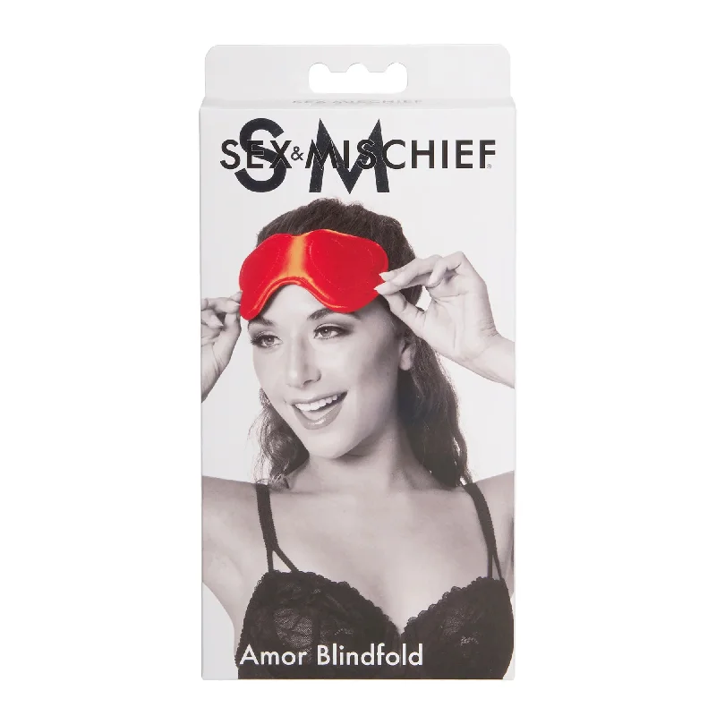 BDSM toy flogger deals-Sportsheets Amor Satin Bondage Blindfold - Red