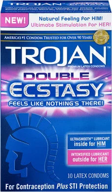 Affordable sex toy bundles-Trojan Double Ecstasy  Condoms - 10 Pack