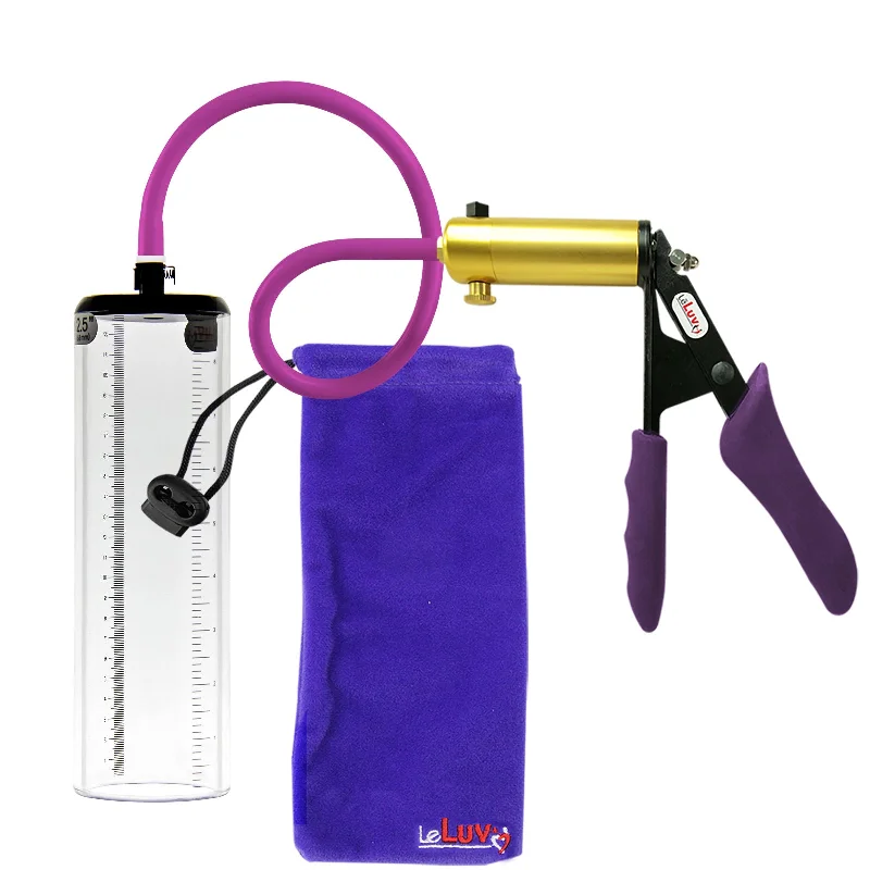 cock ring energy saving-LeLuv Premium Ultima Penis Pump - Purple Silicone Grips and Hose - Thick-Walled Cylinders