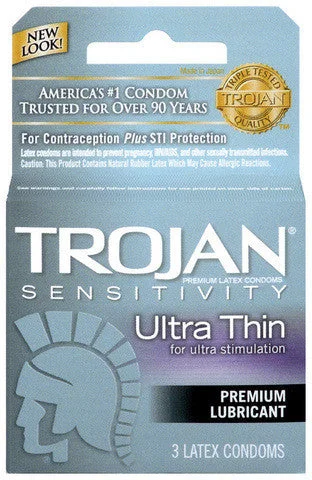 Sex toys for long-distance couples-Trojan Ultra Thin Lubricated Condoms - 3 Pack