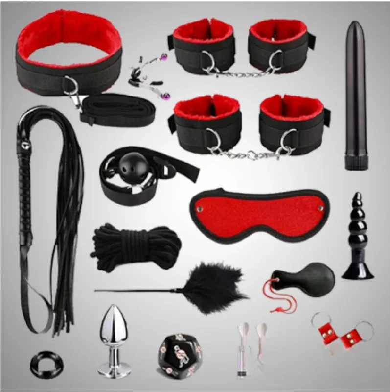 BDSM toy paddle shapes-17 Piece Bondage Kit