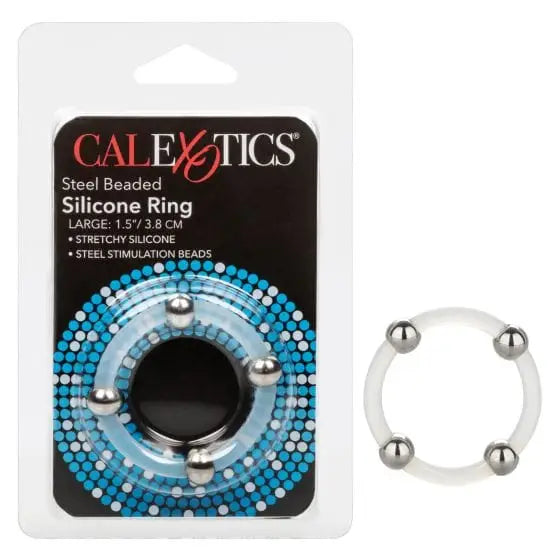 cock ring elastic-Steel Beaded Silicone Ring Large