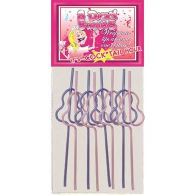 Quiet thrusting toys-Twisty Dicky Straws - Assorted  Colors - 8 Pack