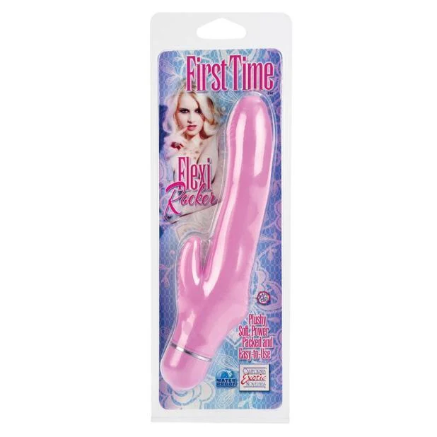 Vibrator safe materials-California Exotics - First Time Flexi Rocker Rabbit Vibrator (Pink)