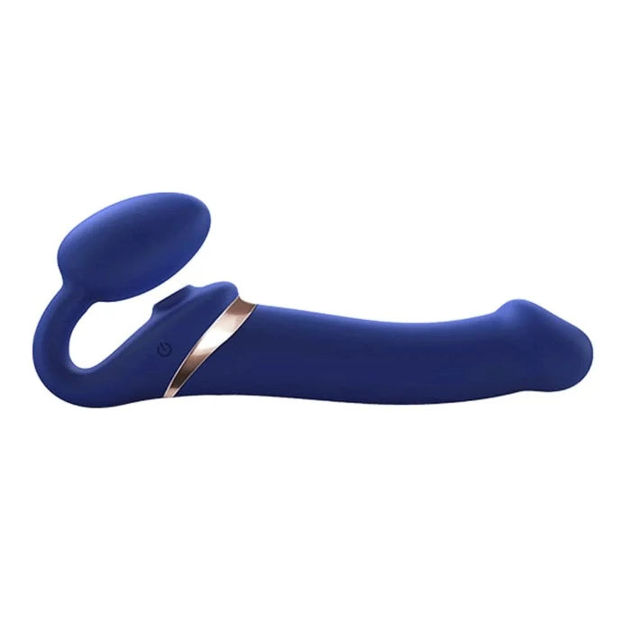 Rechargeable thrusting stimulators-Strap-On-Me ''Bendable'' Vibrating Strap-On-Blue Size -Small