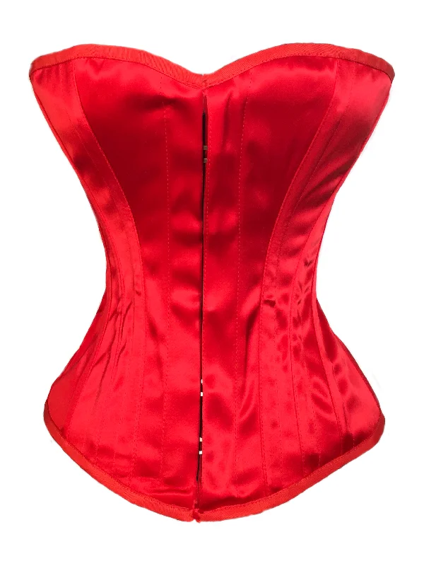 Corset in soft peach-Classic Overbust Corset in Red Satin