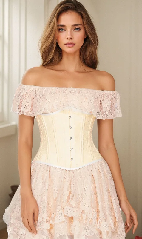 Corset with front hooks-Adley Waist Training Brocade Underbust Corset