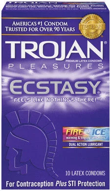 Adjustable strap-on harnesses-Trojan Pleasures Ecstasy  Fire and Ice - 10 Pack