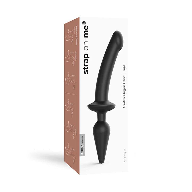 USB-charged-dildo-Strap-On-Me Hybrid Collection Switch Plug-In Dual-Ended Dildo & Plug - Black