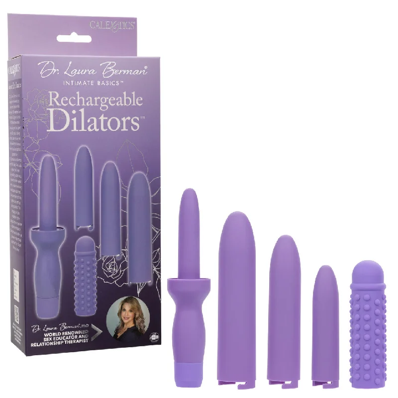 Realistic cock vibrators-Rechargeable Dilators Set of 4 Locking Sizes Plus Sleeve