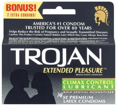 Glass dildos for temperature play-Trojan Extended Pleasure - 12 Pack TJ97250