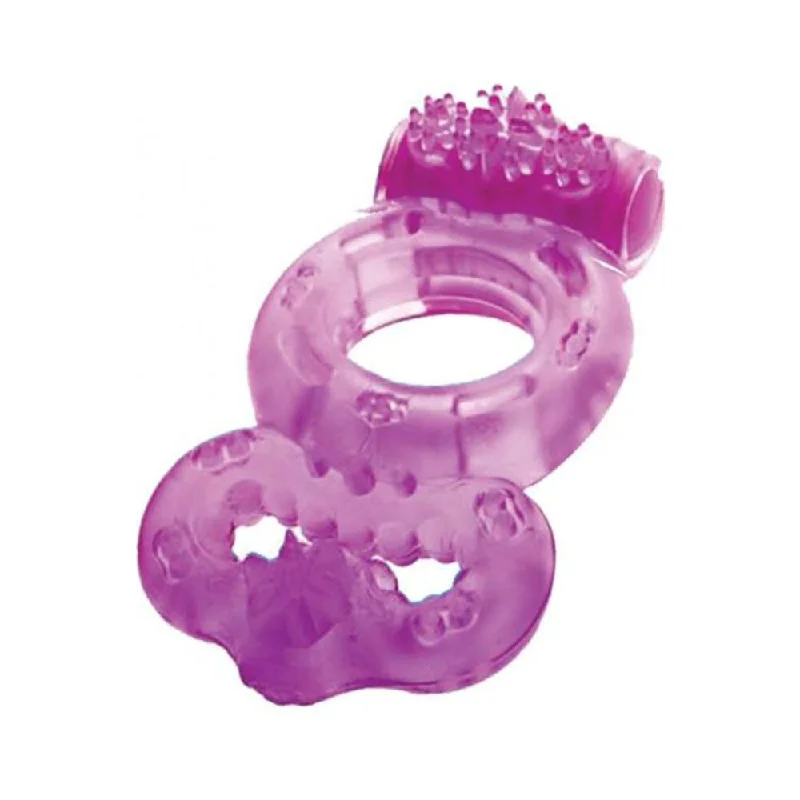 cock ring raw-The Macho Double Ring Clitoral And Testicular Stimulation Vibrating Cockring Waterproof Purple