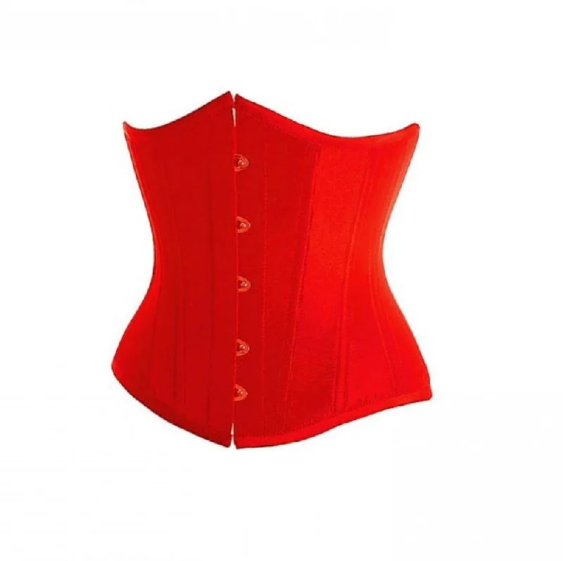 Corset with detachable straps-Red Satin Gothic Burlesque Costume Underbust Corset Waist Training Valentine Top