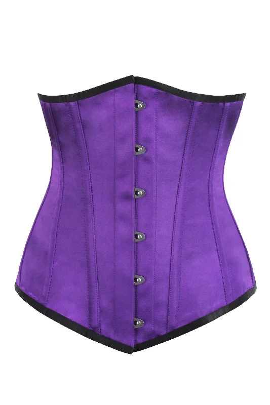 Corset with smocked back-Savannah Longline Purple Satin Underbust Corset