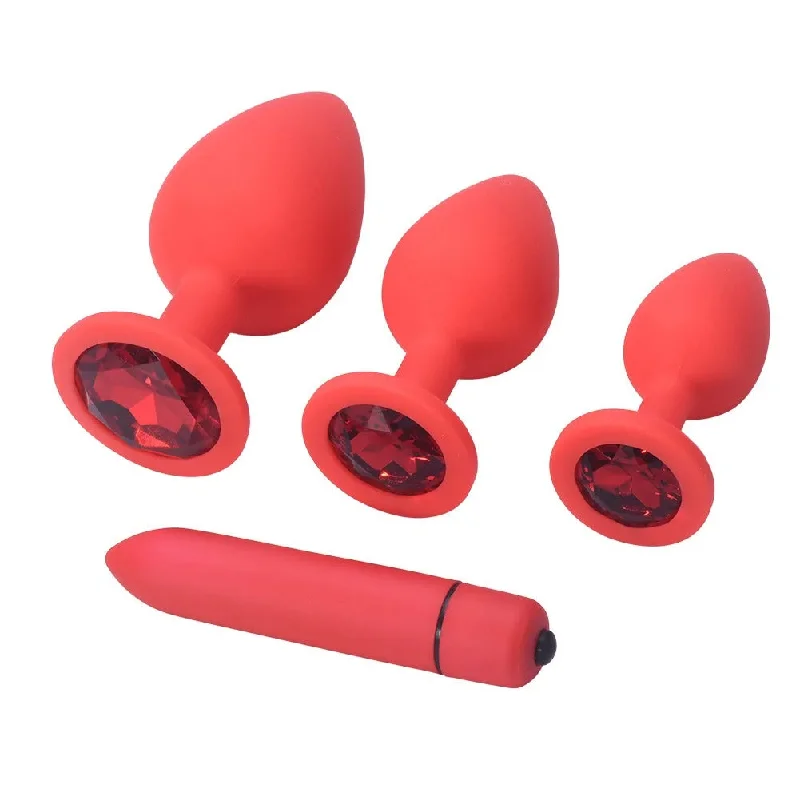 Vibrator intense pleasure-Jeweled Butt Plug & Vibrator Set