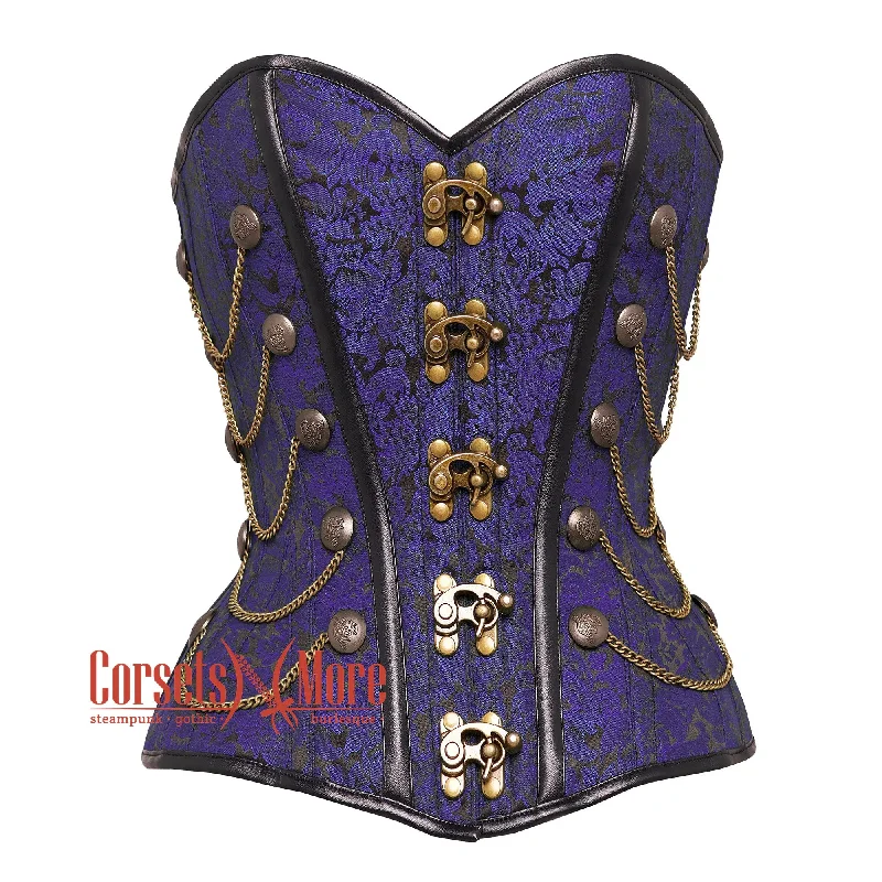 Corset in soft pink-Plus Size Purple and Black Brocade Steampunk Antique Clasps Waist Training Costume Gothic Corset Overbust Top