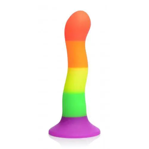 noisy-dildo-7.2-inch Rainbow Silicone Large Strap on Dildo with Harness