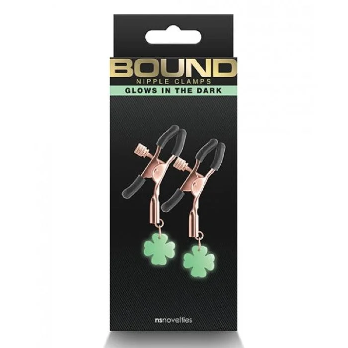 Sex toys with rotating tips-Bound ''G4'' Glows Nipple Clamps -Rose Gold