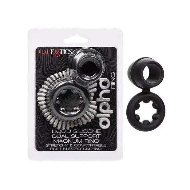 cock ring formal-Alpha Liquid Silicone Dual Magnum Ring - Black