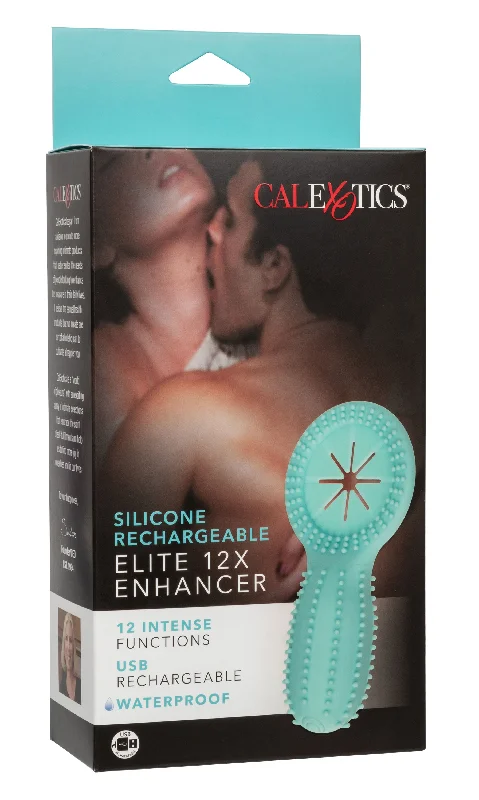 Vibrator pure materials-Silicone Rechargeable Elite 12x Enhancer - Teal