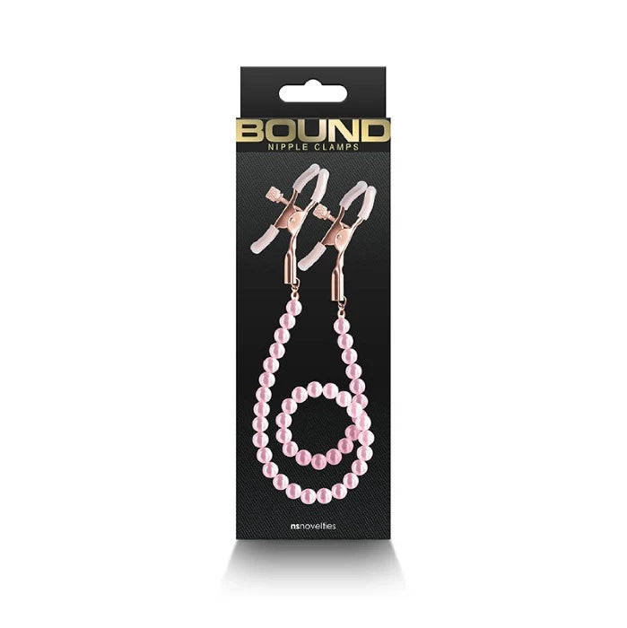 Rechargeable anal plugs-Bound ''DC1'' Beads Nipple Clamps -Pink