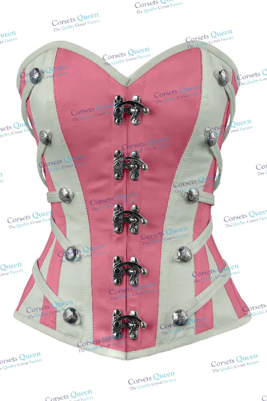 Corset with pleated accents-Lucian Satin Overbust Corset With Buckles