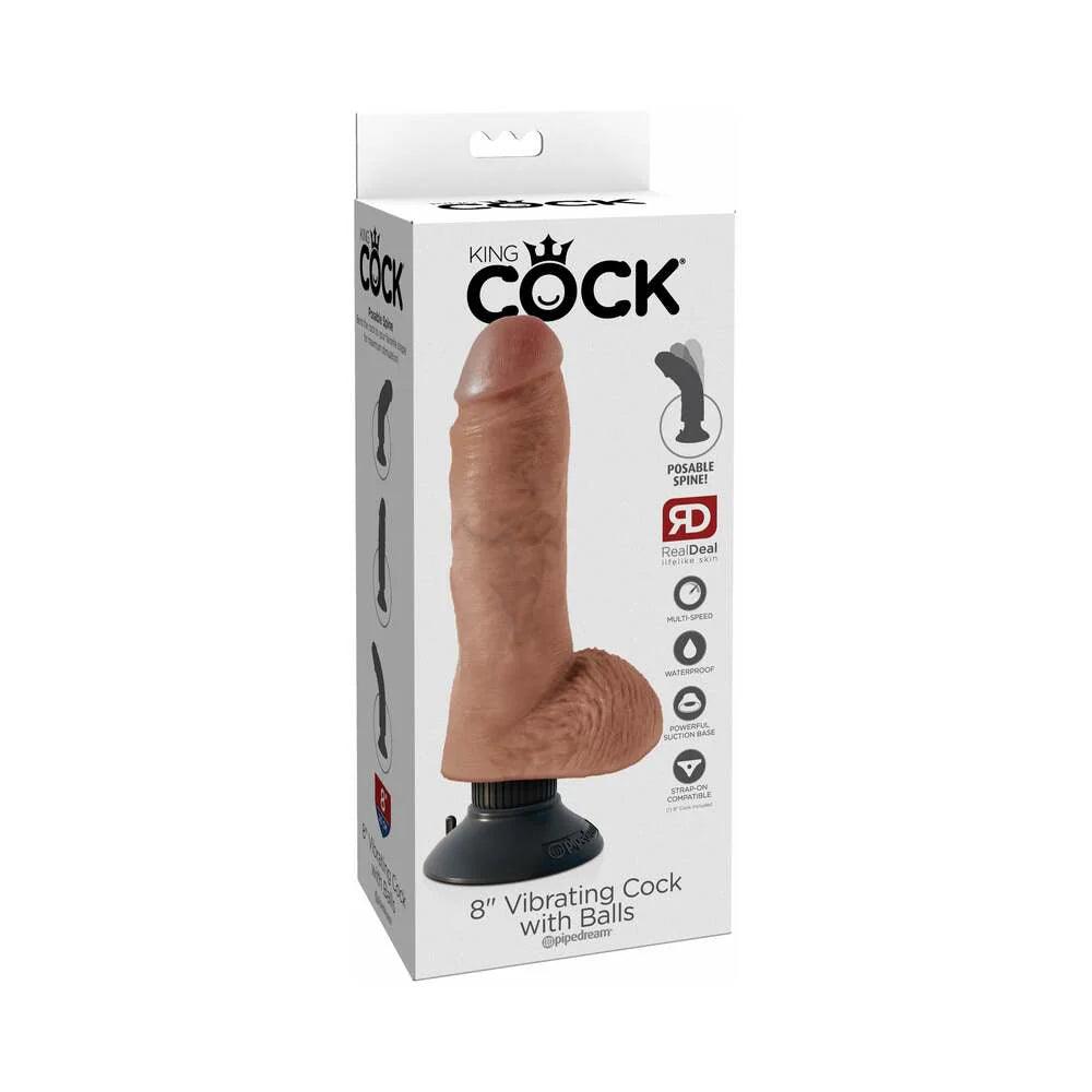 tentacle-dildo-Pipedream King Cock 8 in. Vibrating Cock With Balls Poseable Suction Cup Dildo