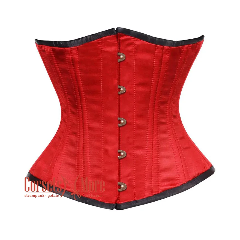 Corset in deep teal-Red Satin Double Bone Gothic Waist Training Underbust Corset Bustier Top