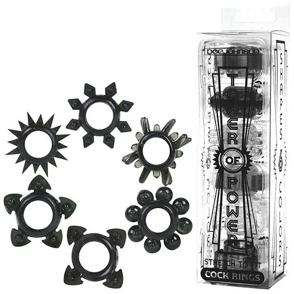 cock ring innovation-TOWER OF POWER COCK RINGS BLACK