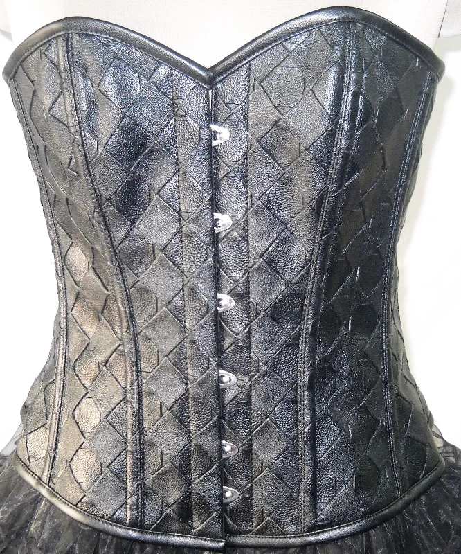 Corset in vintage style-Sexy Black Faux Leather Gothic Steampunk Waist Cincher Bustier Overbust Corset Top