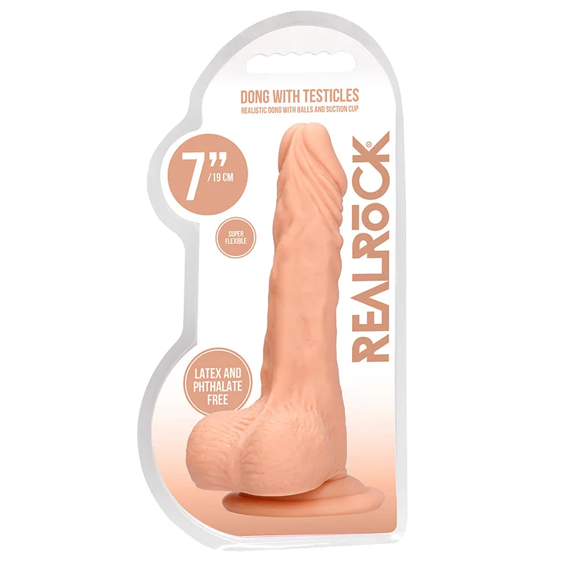 medical-grade-dildo-Real Rock Realistic Dildo With Balls - 7" - 17 Cm - Vanilla