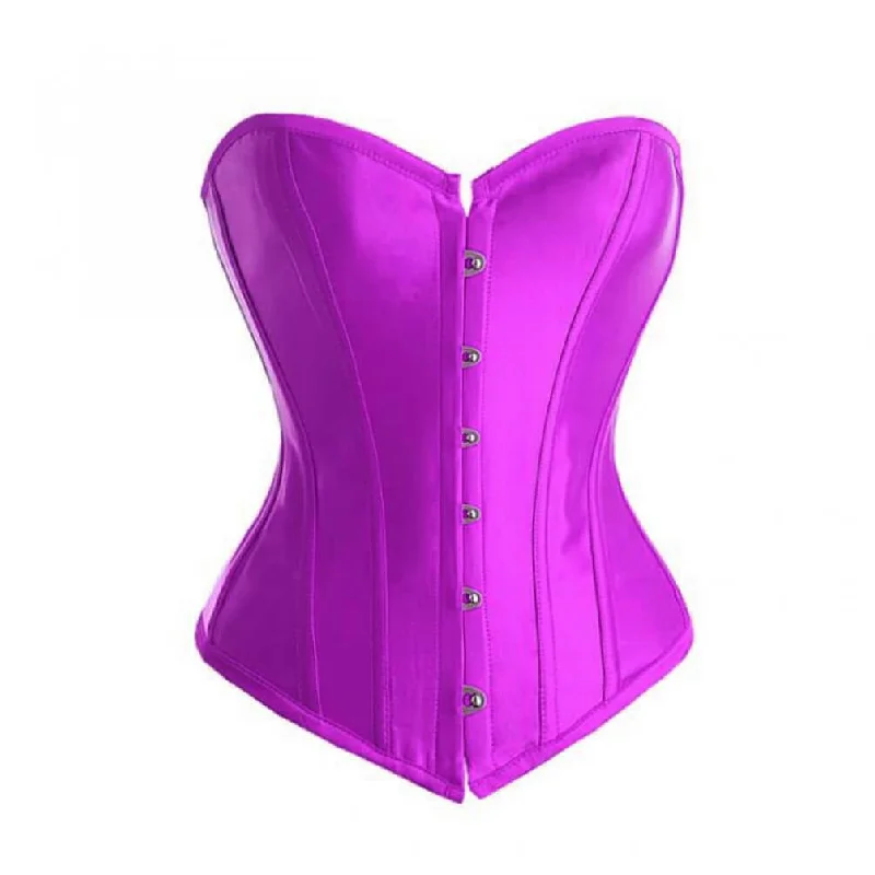 Corset for waist reduction-Purple Satin Gothic Corset Waist Training Costume Overbust Bustier