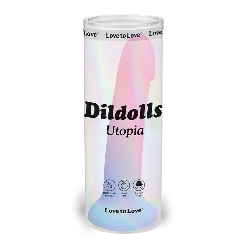 glossy-dildo-Love to Love Dildolls Utopia 7 in. Silicone Suction Cup Dildo Pastel Multi-color