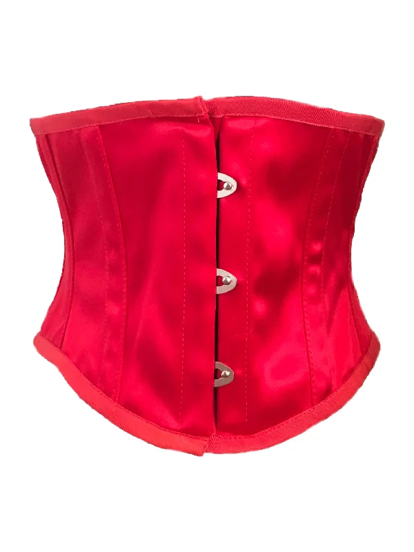 Corset underbust style-Waspie Cincher Corset in Red Satin