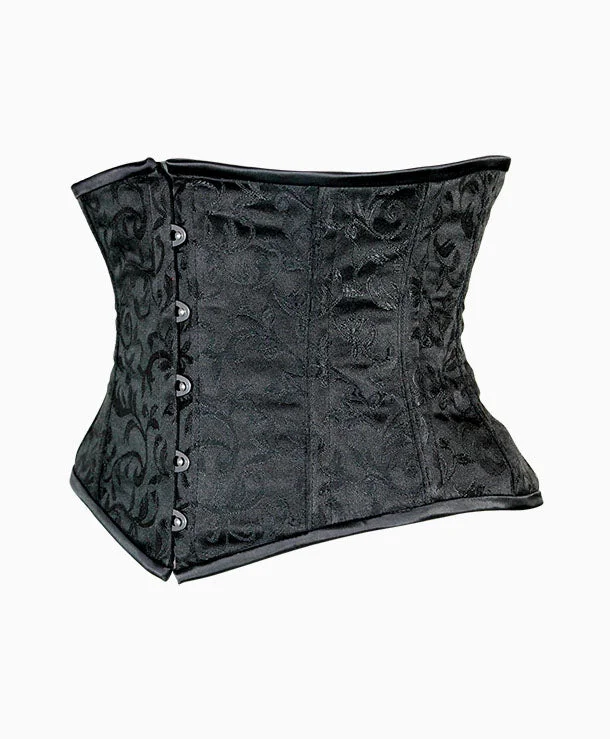 Corset for waist training-Alluring Underbust Corset in Black Brocade