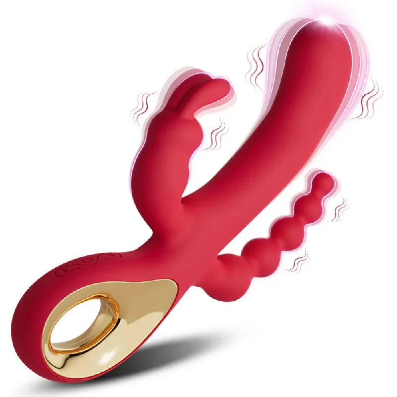 Vibrator light feel-Rabbit G Spot Vibrator Anal Beads Butt Plug 3-in-1 Female Sex Toys