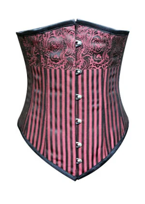 Corset with sheer overlay-Pink and Black Long Underbust corset Costume For Halloween