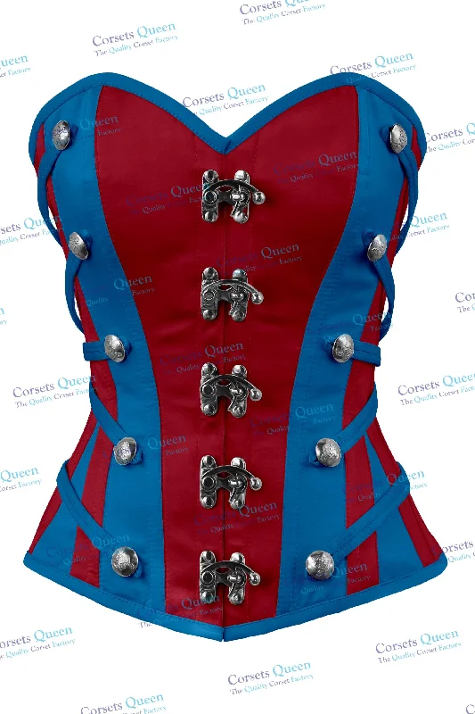 Corset in bright magenta-Fiadh Satin Overbust Corset With Buckles