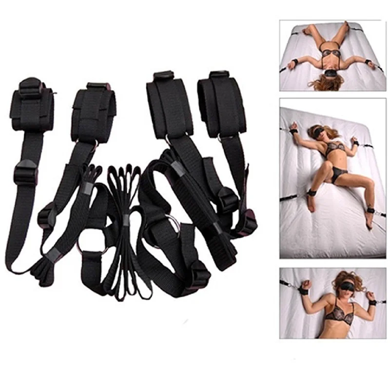 BDSM toy collar buckles-Couples Sex Role Play King Bed Full Whip Restrain Cuffs Set