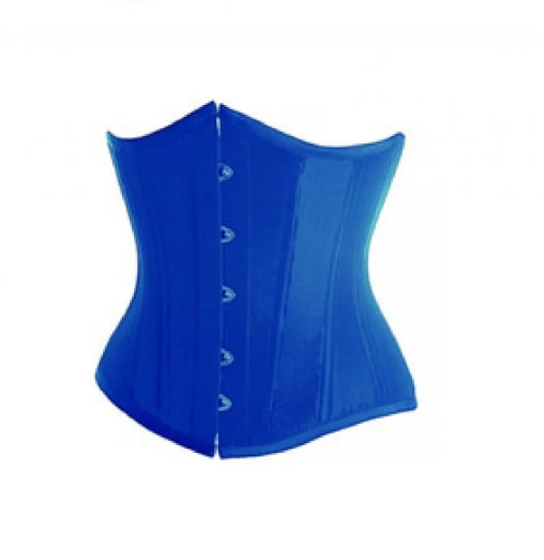 Corset for Renaissance fair-Blue Satin Gothic Underbust Corset Waist Training Burlesque Costume