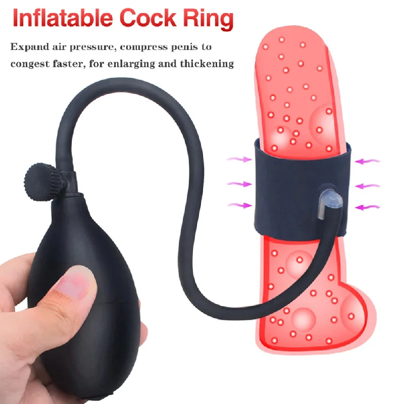 BDSM toy chain features-Inflatable Cock Sleeve Penis Enlarger Sex Toy for Men - Penis Ring Delay Ejaculation Trainer