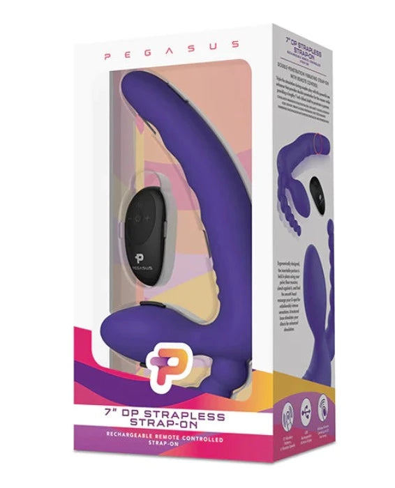 Luxury clit stimulators-Pegasus 7" Strapless Strap On w/Remote -Purple