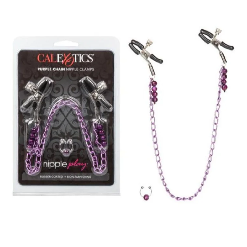 Sex toys for playful fun-Calex Nipple Play ''Purple Chain'' Nipple Clamps