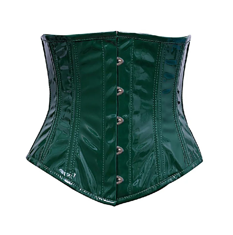 Corset in dark emerald-Zoey Green PVC Underbust Corset